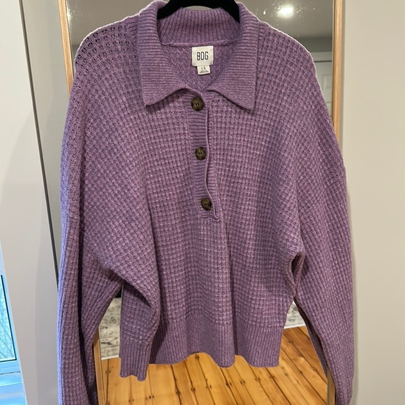 Purple Quarter Button Sweater - Picture 1 of 2